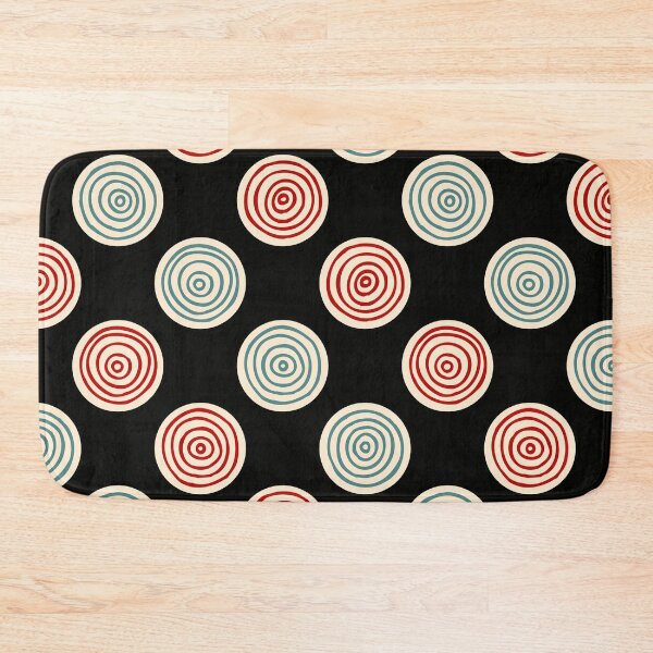 Item preview, Hand Drawn Red and Green Concentric Circles on Black Polka Dot Pattern designed and sold by schorrnuff.