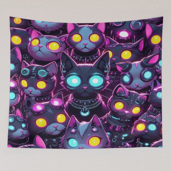 Item preview, Cyberpunk Cats Crowd designed and sold by Imaginarium of Chaos falcon88 .
