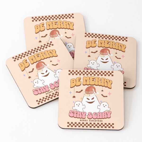 Item preview, Be Merry Stay Scary, Ghost and merry christmas, checkered style designed and sold by Alma-design-art.