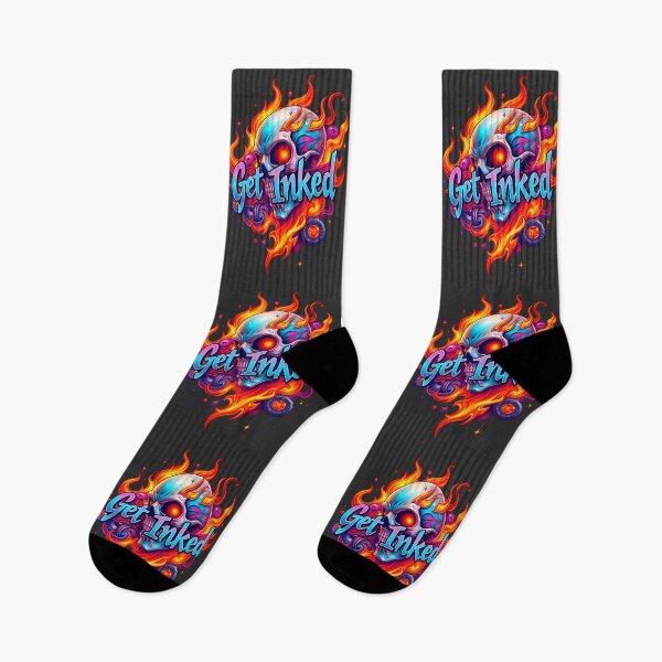 Item preview, Get Inked Cool Fire Skull Tattoo Design  designed and sold by TheArtOfPat.