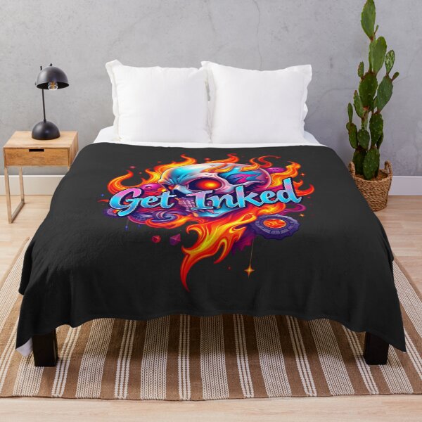 Item preview, Get Inked Cool Fire Skull Tattoo Design designed and sold by TheArtOfPat.