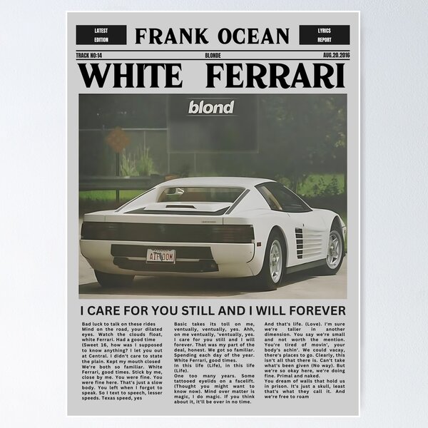 Item preview, Frank Ocean Poster, White Ferrari Poster, Blond Poster, Frank Ocean Wall Art, Frank Ocean Print, Dorm Room Poster, Game room decor designed and sold by apixelwall.