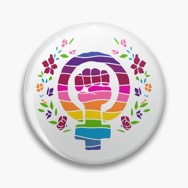 Item preview, Feminist Symbol With Rainbow Stripes and Daisies designed and sold by Unhinged Heather.