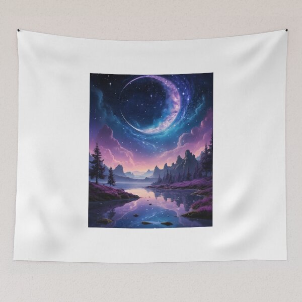 Item preview,  Enchanted Night Landscape with Starry Crescent Reflection designed and sold by PRIME4YOU.