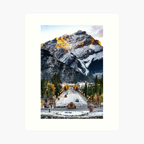 Item preview, Banff main street with Mount Rundle and Alpenglow designed and sold by Kana Photography.