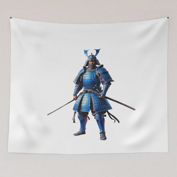 Item preview, A blue samurai warrior stands with his sword raised, ready to fight designed and sold by PWDigitalArt.