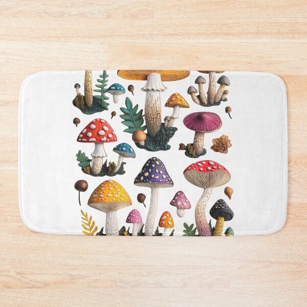 Item preview, Whimsical mushroom-themed pin set with colorful toadstools, chanterelles, and shiitakes, featuring enchanting nature details. designed and sold by Jasava Shop.