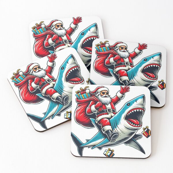 Item preview, Santa Riding a Shark with Christmas Presents designed and sold by lubushop1.