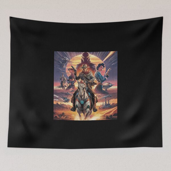 Item preview, Sci-Fi Western Adventure Art – Futuristic Cowboys in Alien Landscape designed and sold by love3617.