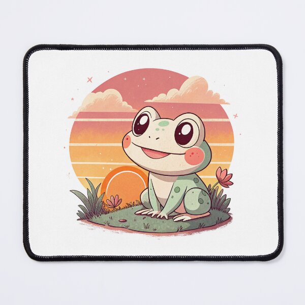 Item preview, Cute Kawaii Frog, Retro Sunset designed and sold by graphic-genie.