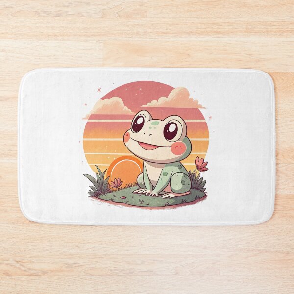 Item preview, Cute Kawaii Frog, Retro Sunset designed and sold by graphic-genie.