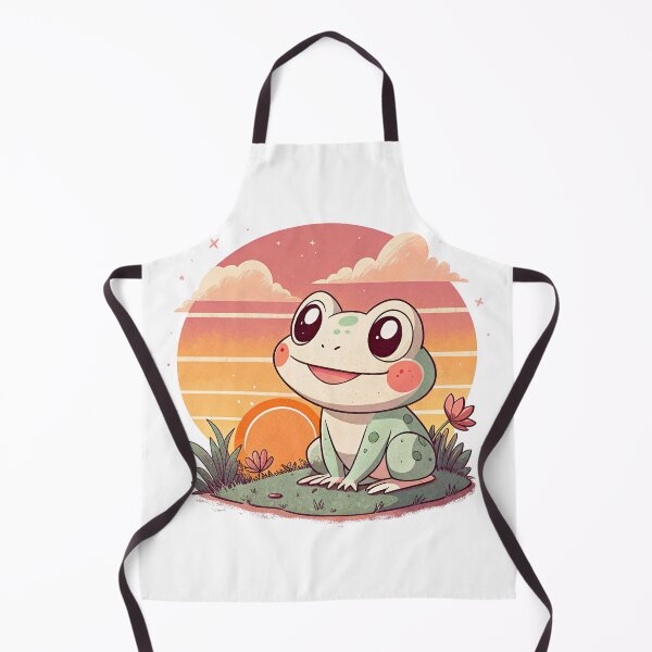 Item preview, Cute Kawaii Frog, Retro Sunset designed and sold by graphic-genie.