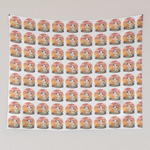 Item preview, Cute Kawaii Frog, Retro Sunset designed and sold by graphic-genie.