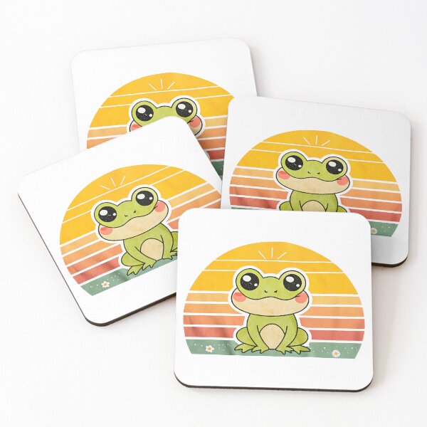 Item preview, Cute Kawaii Frog, Retro Sunset designed and sold by graphic-genie.