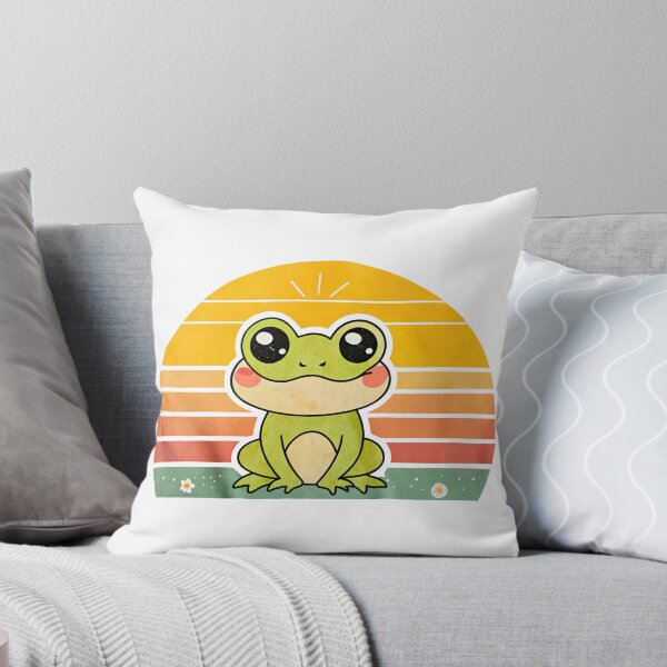 Item preview, Cute Kawaii Frog, Retro Sunset designed and sold by graphic-genie.