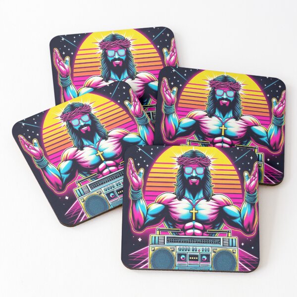 Item preview, Jesus With Big Muscles 80's music boom box designed and sold by tshirtart2024.