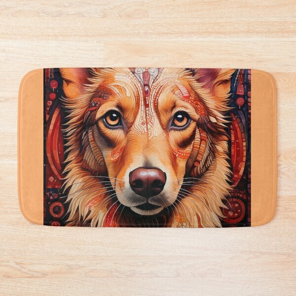 Item preview, Dog with mosaic in natural colors designed and sold by tribal-fiction.