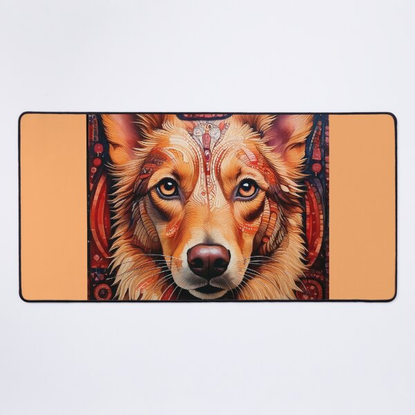 Item preview, Dog with mosaic in natural colors designed and sold by tribal-fiction.