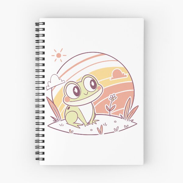 Item preview, Cute Kawaii Frog, Retro Sunset designed and sold by graphic-genie.