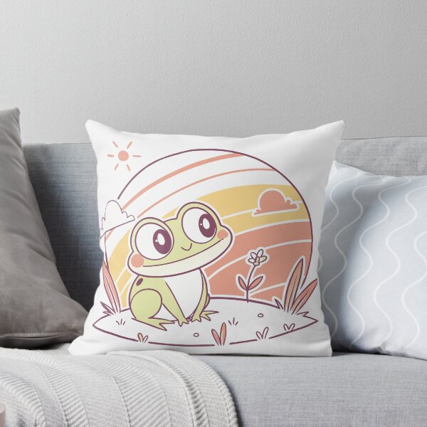 Item preview, Cute Kawaii Frog, Retro Sunset designed and sold by graphic-genie.