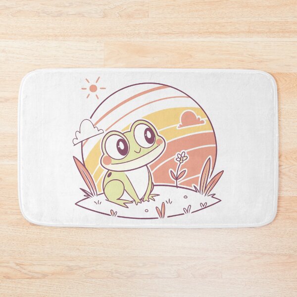 Item preview, Cute Kawaii Frog, Retro Sunset designed and sold by graphic-genie.