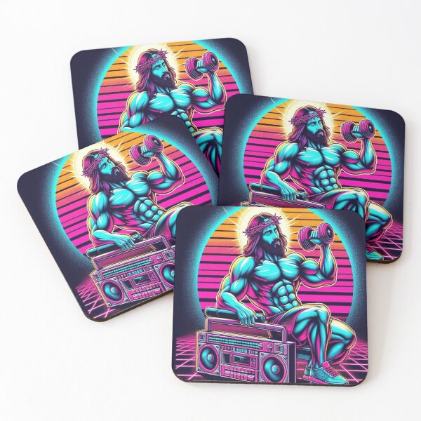 Item preview, Jesus, 80s, Muscles, 80's music, boom box, retro, retro Jesus, Christian, stars designed and sold by tshirtart2024.