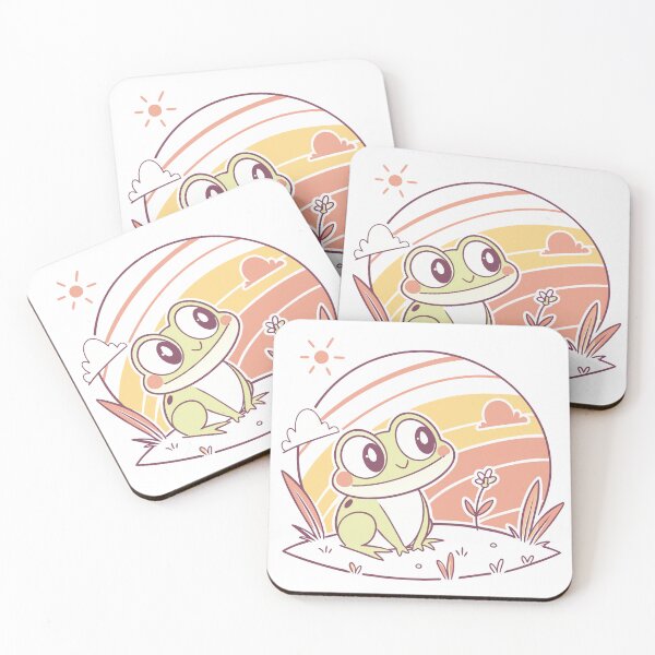 Item preview, Cute Kawaii Frog, Retro Sunset designed and sold by graphic-genie.