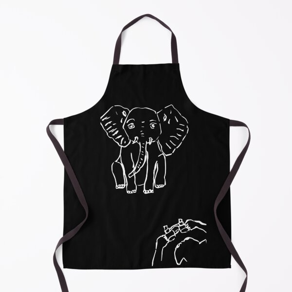 Item preview, Wandering Cat looking at an elephant through binoculars (white on black vertion) designed and sold by Dina Akselrod.