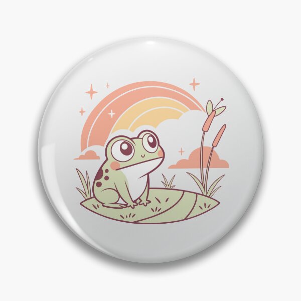 Item preview, Cute Kawaii Frog, Retro Sunset designed and sold by graphic-genie.