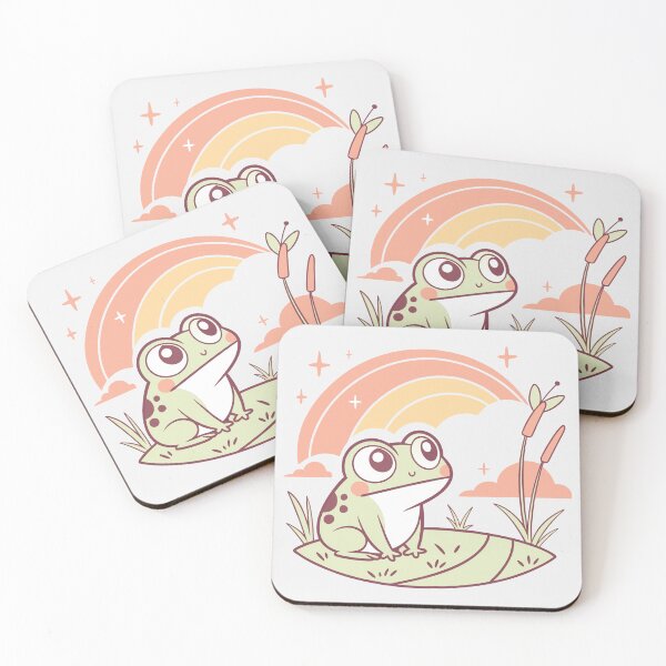 Item preview, Cute Kawaii Frog, Retro Sunset designed and sold by graphic-genie.