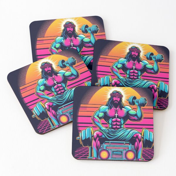 Item preview, Jesus, 80s, Muscles, 80's music, boom box, retro, retro Jesus, Christian, stars designed and sold by tshirtart2024.