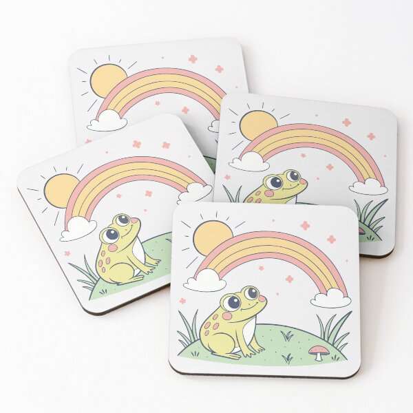 Item preview, Cute Kawaii Frog, Retro Sunset designed and sold by graphic-genie.