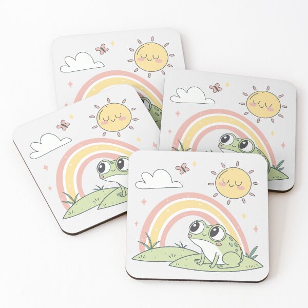 Item preview, Cute Kawaii Frog, Retro Sunset designed and sold by graphic-genie.
