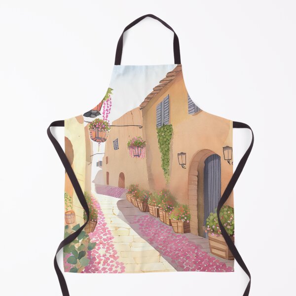 Item preview, Charming Mediterranean Street Watercolor Illustration designed and sold by Sanskrati.