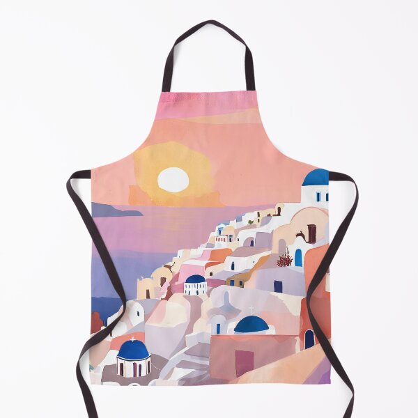 Item preview, Sunset Over Santorini – Aegean Island Watercolor Illustration designed and sold by Sanskrati.