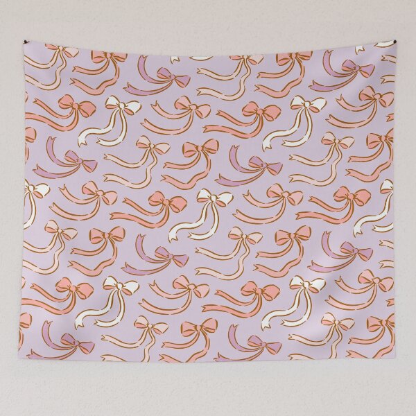 Item preview, Whimsical Bows and Ribbons - Coquette Print in Pinks Over Cool Gray designed and sold by AycaAtalay.