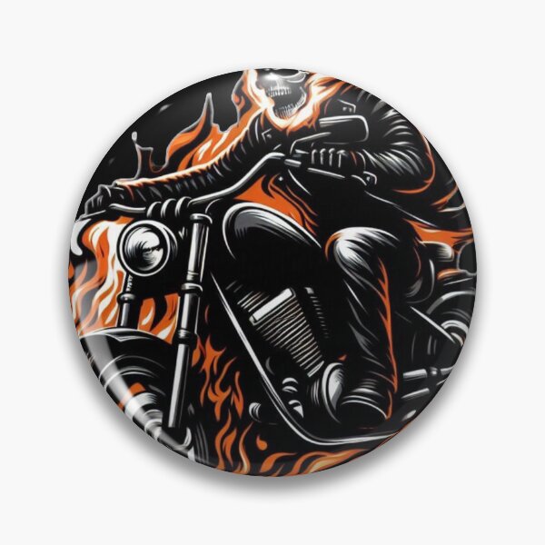 Item preview, Demon with Skull on Fire Riding a Motocycle designed and sold by GeneralDaily.