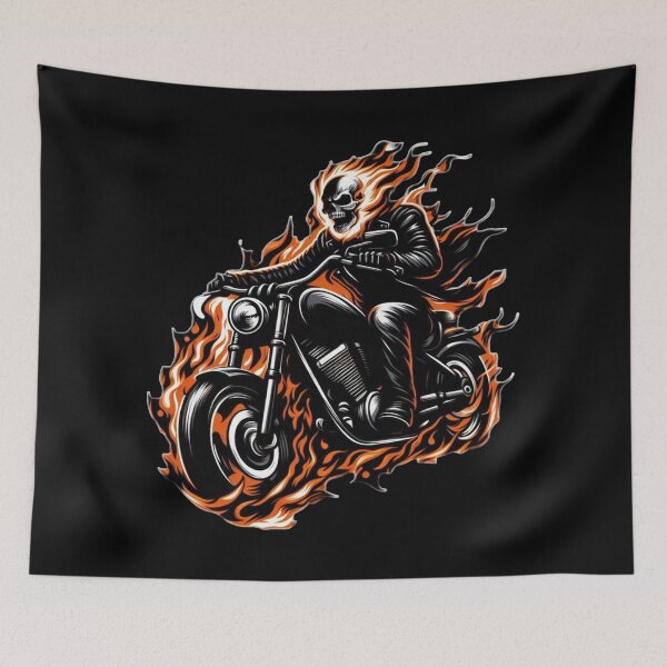 Item preview, Demon with Skull on Fire Riding a Motocycle designed and sold by GeneralDaily.