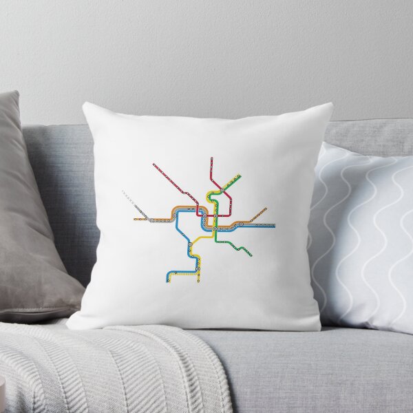 Washington DC Metro Map Throw Pillow