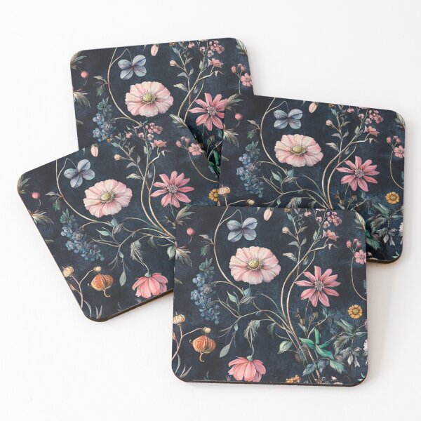 Item preview, Dark Vintage Watercolor Midnight Flowers designed and sold by GrinGalore.