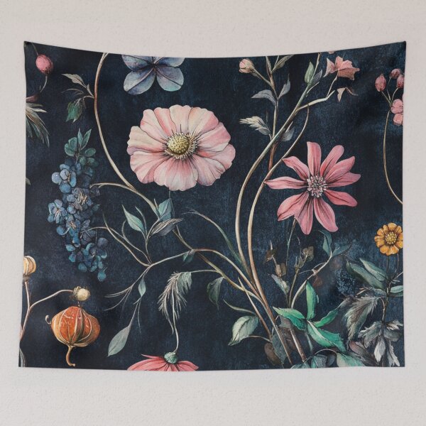Item preview, Dark Vintage Watercolor Midnight Flowers designed and sold by GrinGalore.
