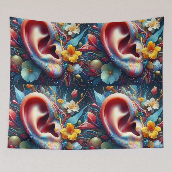 Item preview, Floral Ear Anatomy Art designed and sold by EmeraldeaArt.