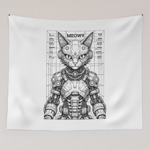 Item preview, Cyberpunk Cat Robot Android Cyborg Futuristic Feline Kitty designed and sold by GrandeDuc.