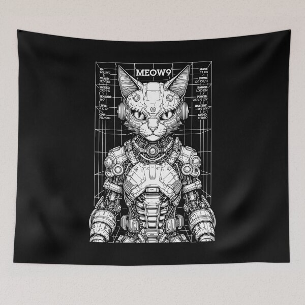 Item preview, Cyberpunk Cat Robot Android Cyborg Futuristic Feline Kitty designed and sold by GrandeDuc.