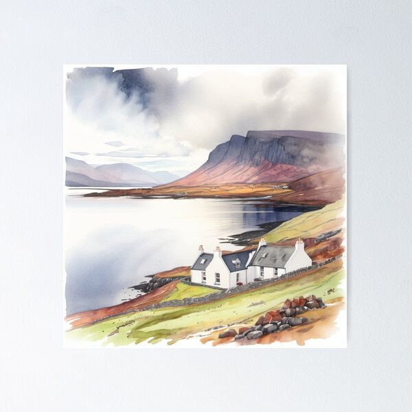 Item preview, Scotland Applecross  watercolor drawing designed and sold by reiniere2024.