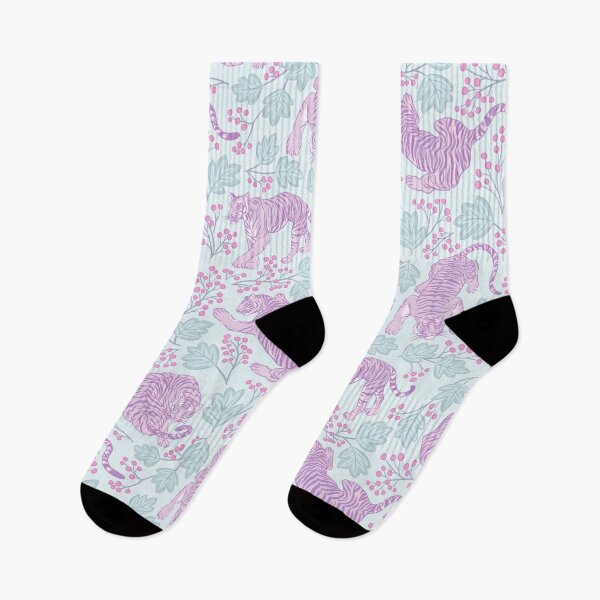 Item preview, Tigers and Berries Eclectic Bohemian Animal Print in Light Blue designed and sold by AycaAtalay.
