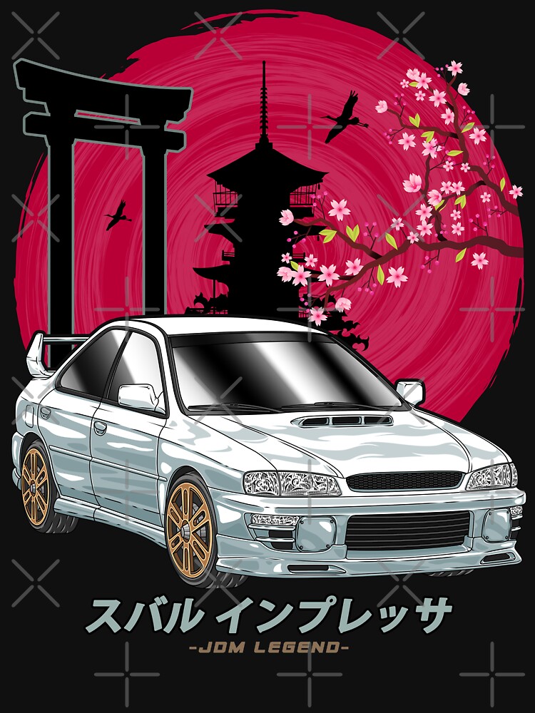 White Subie Impreza WRX 22B Mean Eye  Pullover Hoodie