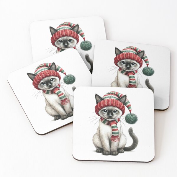 Item preview, Christmas Elf Siamese Cat designed and sold by Audrey Janvier | AJD.