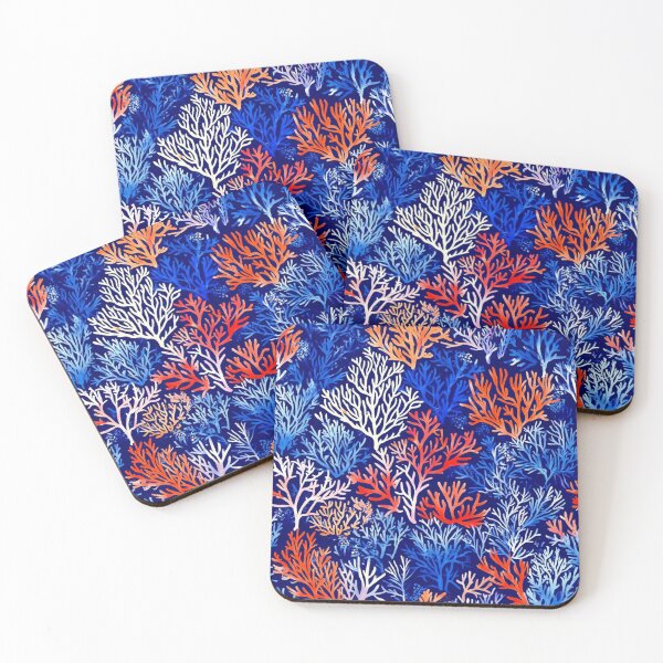 Item preview, Red Blue White - Coral reefs and underwater plants designed and sold by mind-coloring.