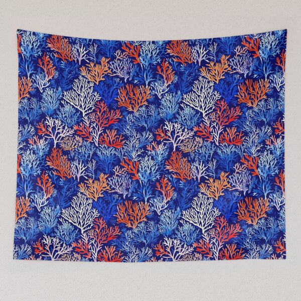 Item preview, Red Blue White - Coral reefs and underwater plants designed and sold by mind-coloring.